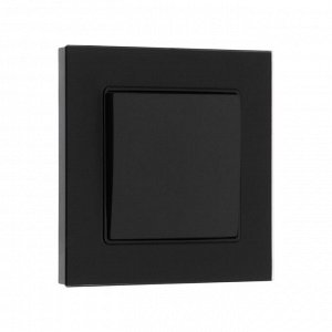 Выключатель проходной TOT Matte Glass, 10 А, 1 клавиша, скрытый монтаж, стеклянная рамка, чёрный