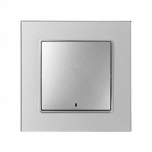 Выключатель TOT Glossy Glass, 10 А, 1 клавиша, с подсветкой, скрытый монтаж, стеклянная рамка, серебристый