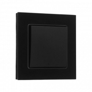 Выключатель TOT Glossy Glass, 10 А, 1 клавиша, с подсветкой, скрытый монтаж, стеклянная рамка, чёрный