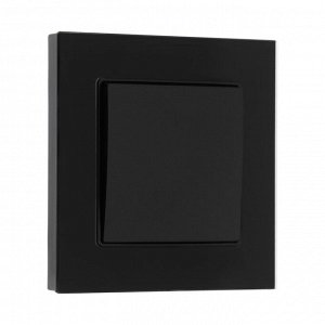 Выключатель проходной TOT Glossy Glass, 10 А, 1 клавиша, скрытый монтаж, стеклянная рамка, чёрный