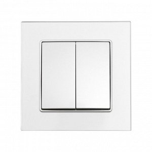 Выключатель TOT Glossy Glass, 10 А, 2 клавиши, скрытый монтаж, стеклянная рамка, серебристый