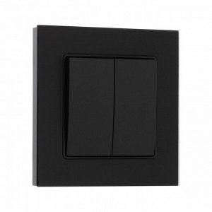 Выключатель TOT Matte Glass, 10 А, 2 клавиши, скрытый монтаж, стеклянная рамка, чёрный