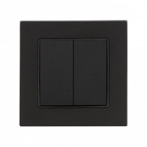 Выключатель TOT Matte Glass, 10 А, 2 клавиши, скрытый монтаж, стеклянная рамка, чёрный