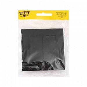 Выключатель TOT Matte Glass, 10 А, 2 клавиши, скрытый монтаж, стеклянная рамка, чёрный