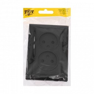 Розетка двухместная TOT Matte Glass, 10 А, скрытая, без з/к, стекло, черная