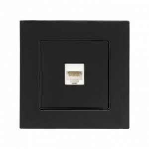 Розетка компьютерная одноместная TOT Glossy Glass, скрытая, стекло, черная