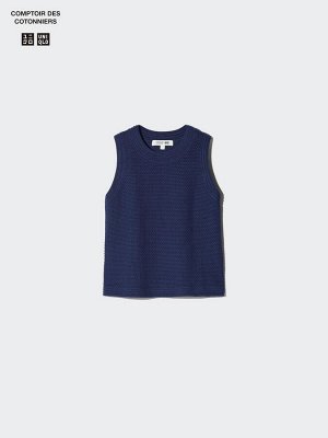 UNIQLO x Comptoir des Cotonniers - хлопковый свитер-жилет без рукавов - 09 BLACK