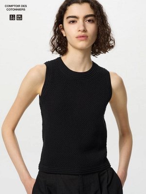 UNIQLO x Comptoir des Cotonniers - хлопковый свитер-жилет без рукавов - 09 BLACK