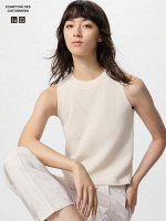 UNIQLO x Comptoir des Cotonniers - хлопковый свитер-жилет без рукавов - 01 OFFWHITE