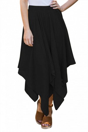 Черная расклешенная юбка с асимметричным низом