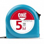 Рулетка измерительная, 5мх19мм, пластиковый корпус, фиксатор, усиленный зацеп, One Tools