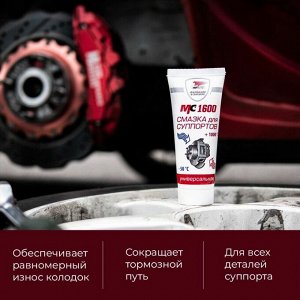 Смазка пластичная ВМПАвто МС 1600 для суппортов, термостойкая, антикоррозийная, туба 30г, арт. 1507