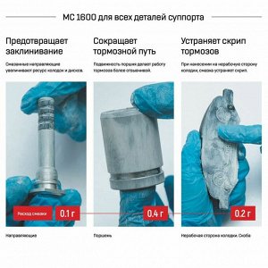 Смазка пластичная ВМПАвто МС 1600 для суппортов, термостойкая, антикоррозийная, туба 30г, арт. 1507