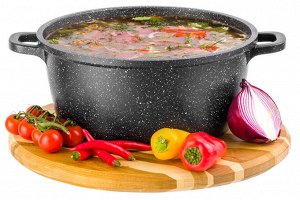 Казан (кастрюля) 3,3 л с крышкой "Черный мрамор" для индукционных плит, диаметр 22 см