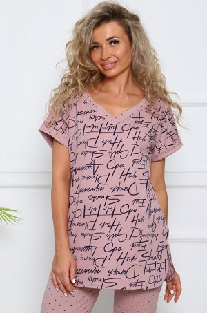 Пижама женская "Эстель, бриджи (розовый)