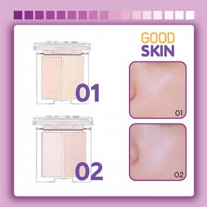 Clio Двойной хайлайтер для естественного сияния кожи лица Prism Highlighter Duo 01 Cream Fizz, 5,6 гр