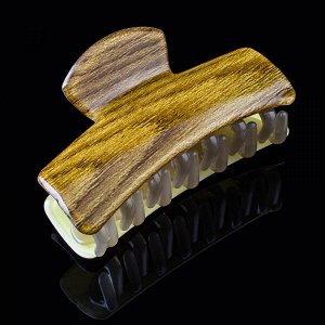 Заколка-краб пластиковая с имитацией древесины " KRA-349 " коричневая/жёлтая