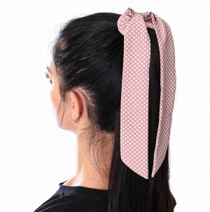 Резинка для волос объёмная с лентами " NO8 " дымчато-розовая