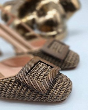 Босоножки Босоножки  из натуральной кожи Мягкая наппа с отделкой Ràfia Jewel 
Каблук 8 см