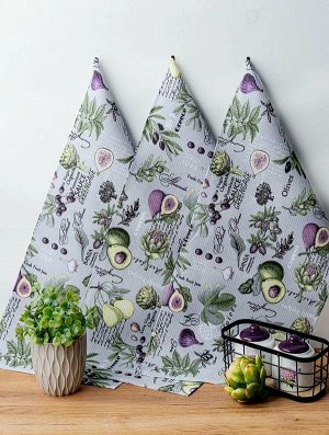 Полотенце Вафельное кухонное 45*60 см Авокадо/Инжир