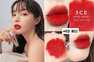 3CE Помада для губ матовая мягкая оранжево-красный цвет Lipstick Soft Matte Red Muse, 3,5 гр