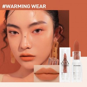 3CE Помада для губ матовая мягкая мандариново-оранжевый цвет Lipstick Soft Matte Warming Wear, 3,5 гр