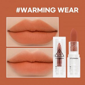 3CE Помада для губ матовая мягкая мандариново-оранжевый цвет Lipstick Soft Matte Warming Wear, 3,5 гр