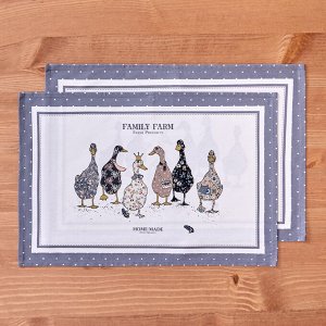 Набор полотенец "Family Farm", 2 шт, 40x60 см, 100% хлопок, графит, 1 шт.