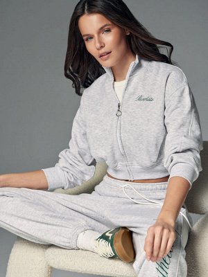 Свитшот на молнии с воротником стойкой в стиле  Sporty & Rich