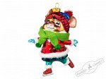 Мышь &quot;Фигуристка&quot; в красной шубке (стекло) 8,8х12,5 см