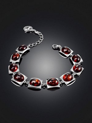 Браслет с натуральным балтийским янтарём коньячного цвета «Эллипс»