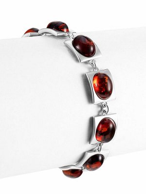 Браслет с натуральным балтийским янтарём коньячного цвета «Эллипс»