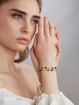 Яркий ажурный браслет с натуральным янтарём «Кипарис»