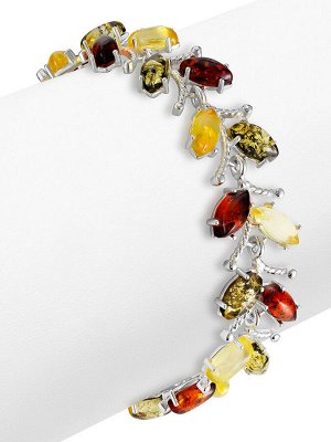 Яркий ажурный браслет с натуральным янтарём «Кипарис»