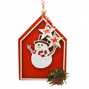Набор для творчества - создай ёлочное украшение «Снеговик в красном домике»