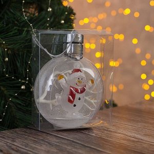 Ёлочный шар «Снеговик», батарейки, 5 LED, свечение тёплое белое