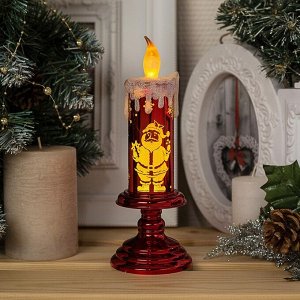 Светодиодная фигура «Свеча с Дедом Морозом» 7 ? 20 ? 7 см, пластик, батарейки АААх2 (не в комплекте), свечение тёплое белое