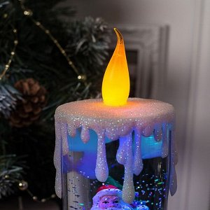 Светодиодная фигура «Свеча с Дедом Морозом» 10 ? 26 ? 10 см, пластик, блёстки, батарейки ААх3 (не в комплекте), свечение RGB