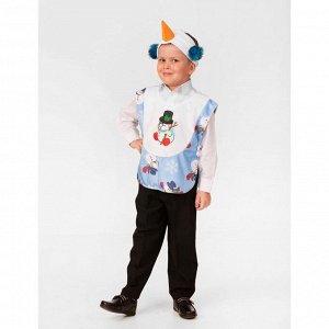 Карнавальный костюм «Снеговичок», плюш, накидка, головной убор, р. 26, рост 104 см