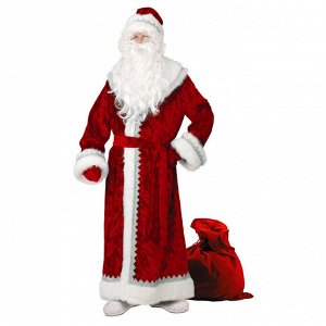 Карнавальный костюм «Дед Мороз», велюр, тиснение, р. 54-56, цвет красный