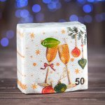 Новогодние салфетки бумажные &quot;Гармония цвета многоцветие. Шампанское&quot;, 24*24 см, 50 листов