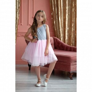 Платье нарядное детское KAFTAN, рост 86-92 см (28), серый, розовый