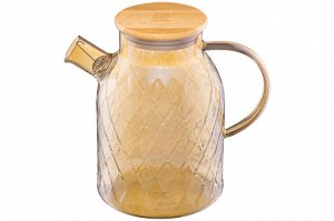 Чайник Crystal Glass 1.6 л с ситом и бамбуковой крышкой, золотистый