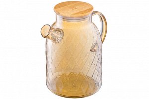 Чайник Crystal Glass 1.6 л с ситом и бамбуковой крышкой, золотистый