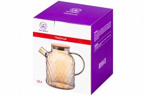 Чайник Crystal Glass 1.6 л с ситом и бамбуковой крышкой, золотистый