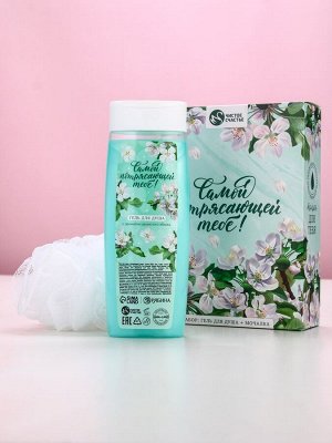 Подарочный набор «Самой потрясающей тебе», гель для душа 250 мл и мочалка для тела, аромат яблока, Чистое счастье
