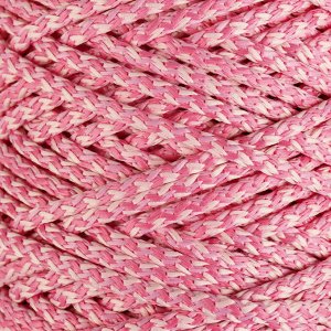 Шнур для вязания с сердечником 100% полиэфир, ширина 5 мм 100м/550гр (меланж розовый)