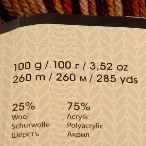 Пряжа "Crazy color" 25% шерсть, 75% акрил 260м/100гр (155)