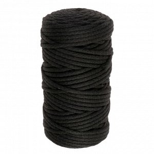 Шнур для вязания "Пухлый" 100% хлопок ширина 5мм 100м (черный)