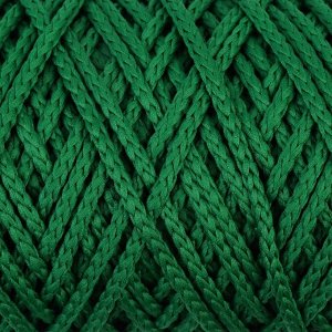 Шнур для вязания без сердечника 100% полиэфир, ширина 3мм 100м/210гр, (49 т. зеленый)